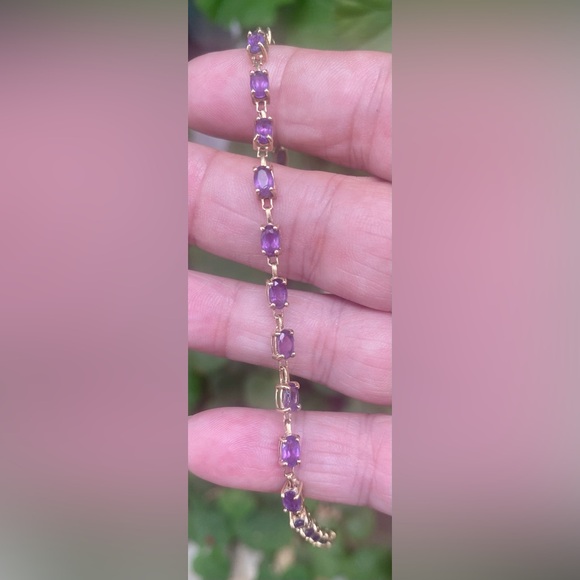 10k yellow gold VINTAGE AMETHYST Tennis Bracelet size 7 3/4” - Picture 7 of 10